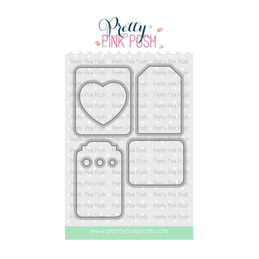 Pretty Pink Posh Valentine Tags Clear Stamp and Die Set image 2