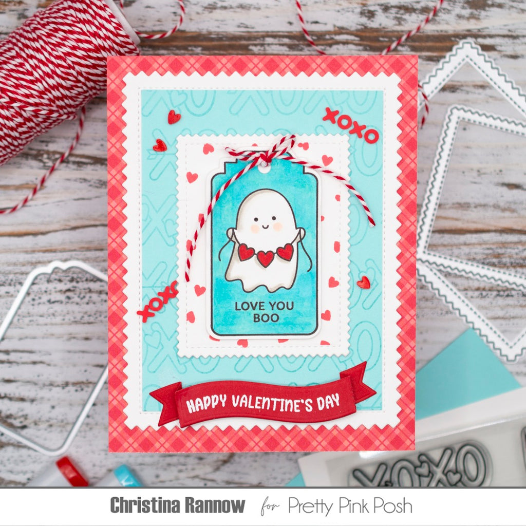 Pretty Pink Posh Valentine Tags Clear Stamps love you
