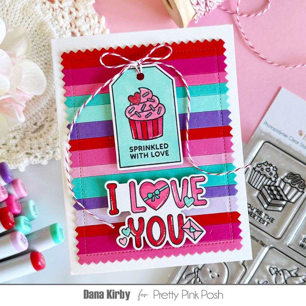 Pretty Pink Posh Valentine Tags Dies stripes