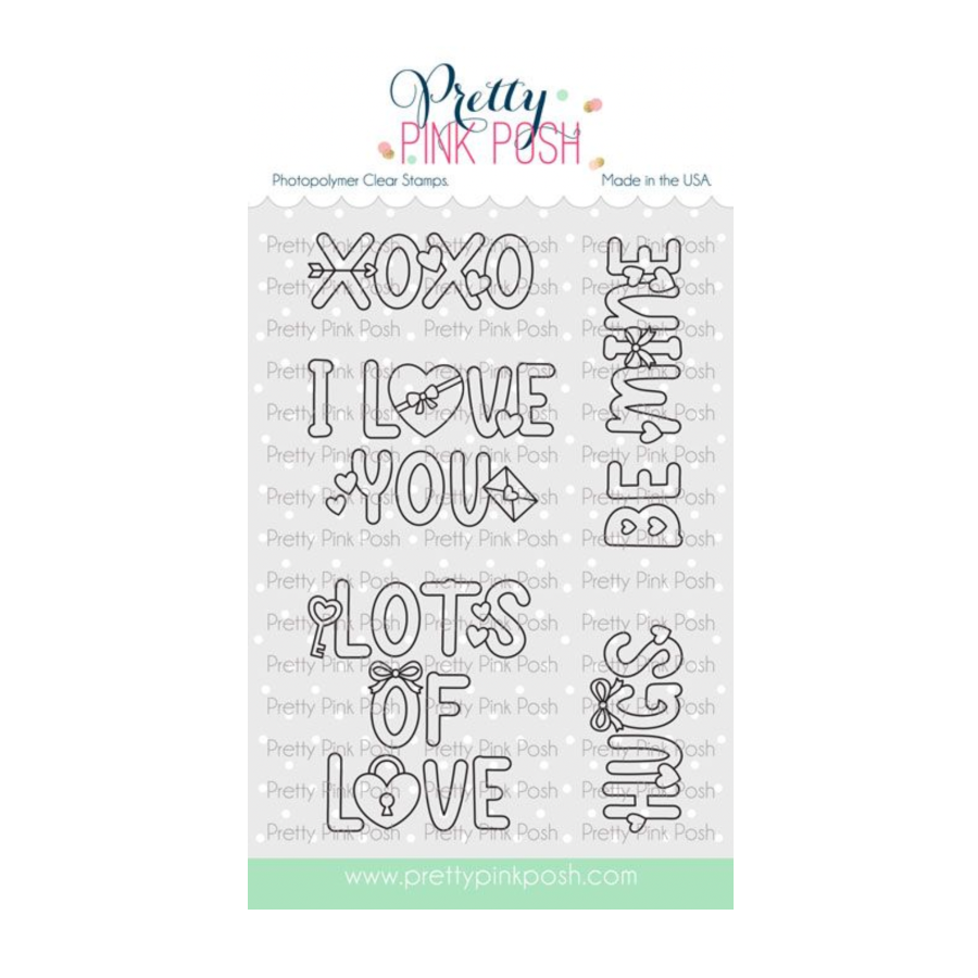 Pretty Pink Posh Valentine Word Scene Clear Stamp and Die Set image 1