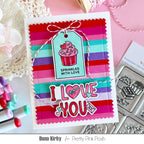 Pretty Pink Posh Valentine Word Scenes Clear Stamps stripes