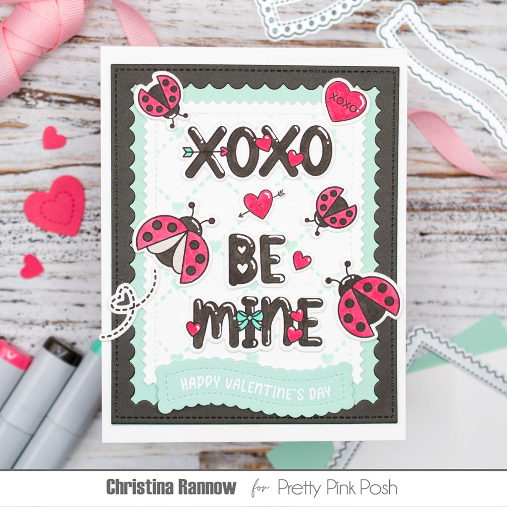 Pretty Pink Posh Valentine Word Scenes Dies ladybug