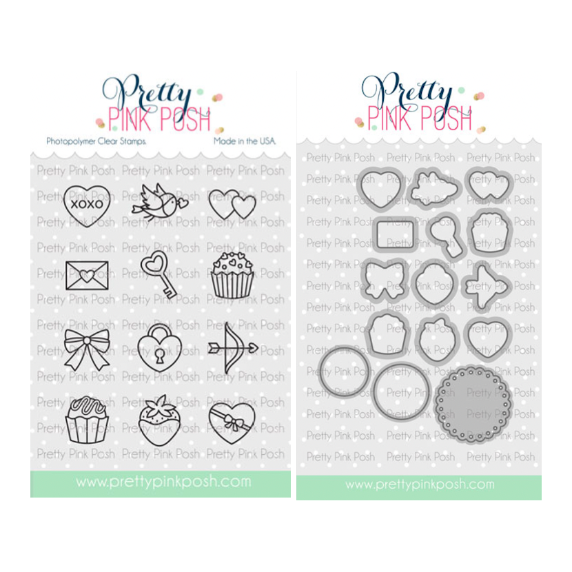 Pretty Pink Posh Valentines Icons Clear Stamp and Die Set