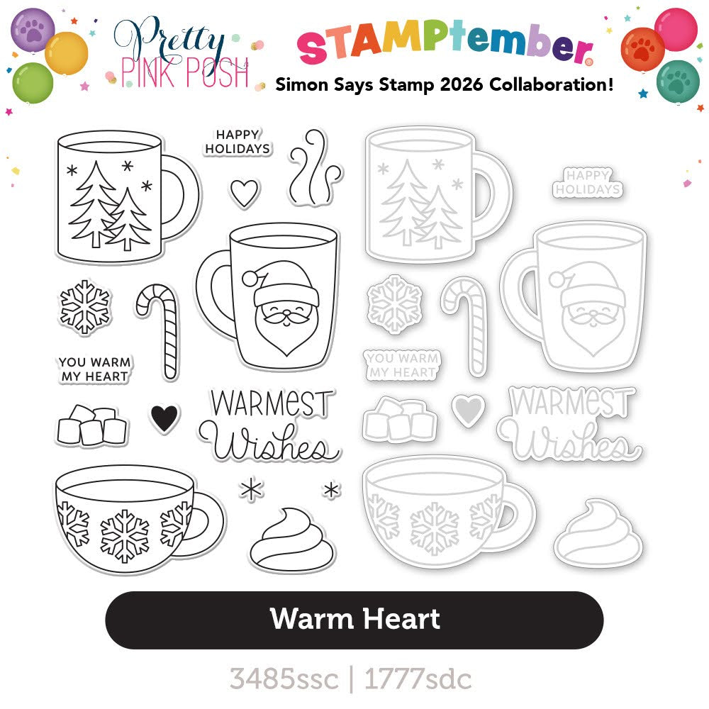 Pretty Pink Posh Warm Heart STAMPtember Exclusive Stamps And Dies