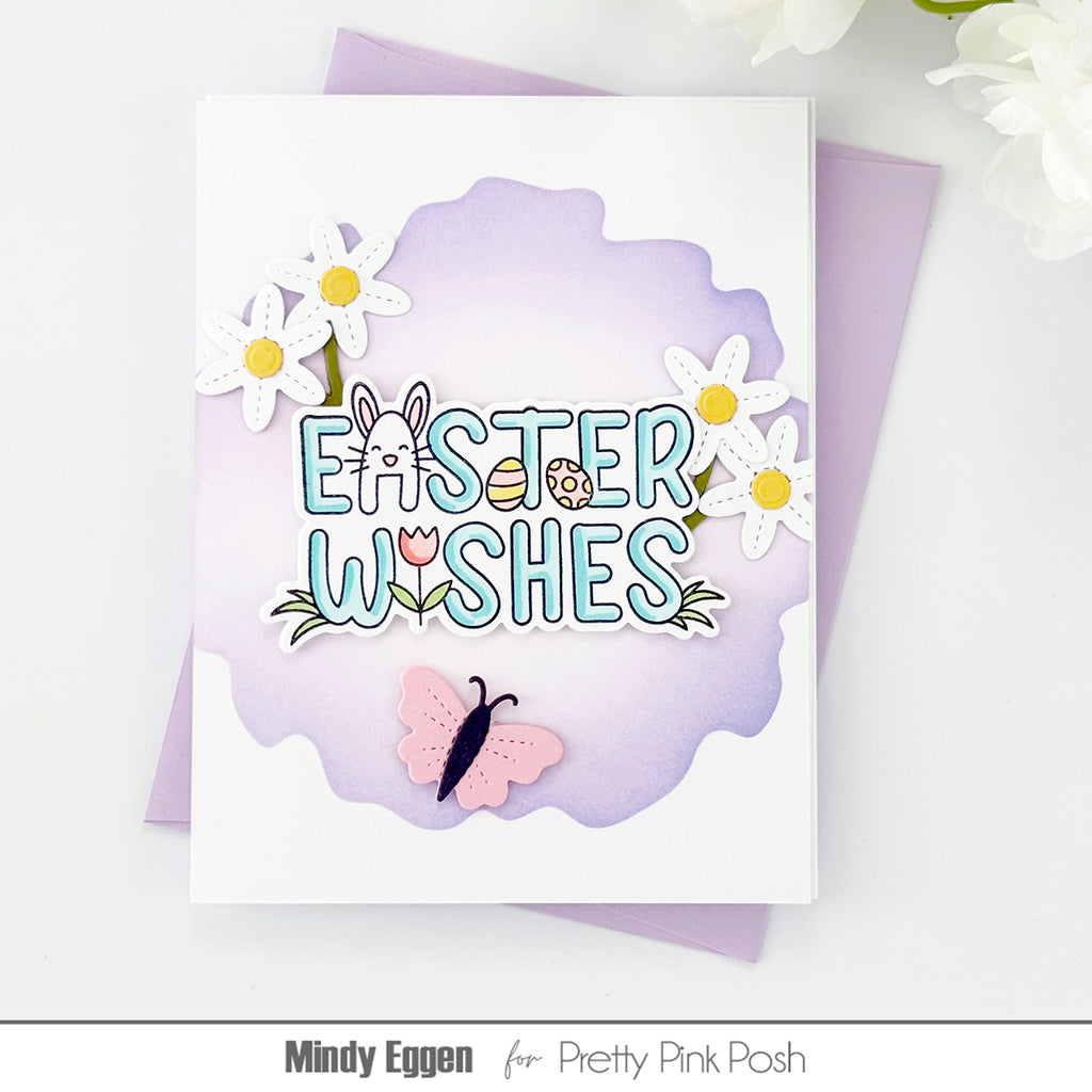Pretty Pink Posh Watercolor Circle with Mask Stencil easter wishes