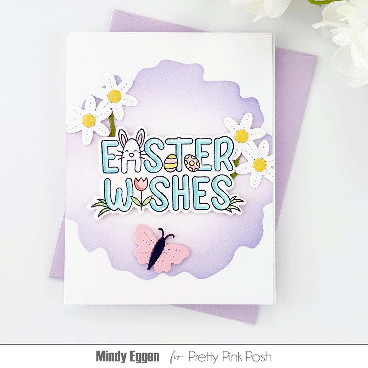 Pretty Pink Posh Watercolor Circle with Mask Stencil easter wishes
