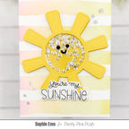 Pretty Pink Posh Watercolor Strips with Masks Stencil sun rays smiley face shaker card