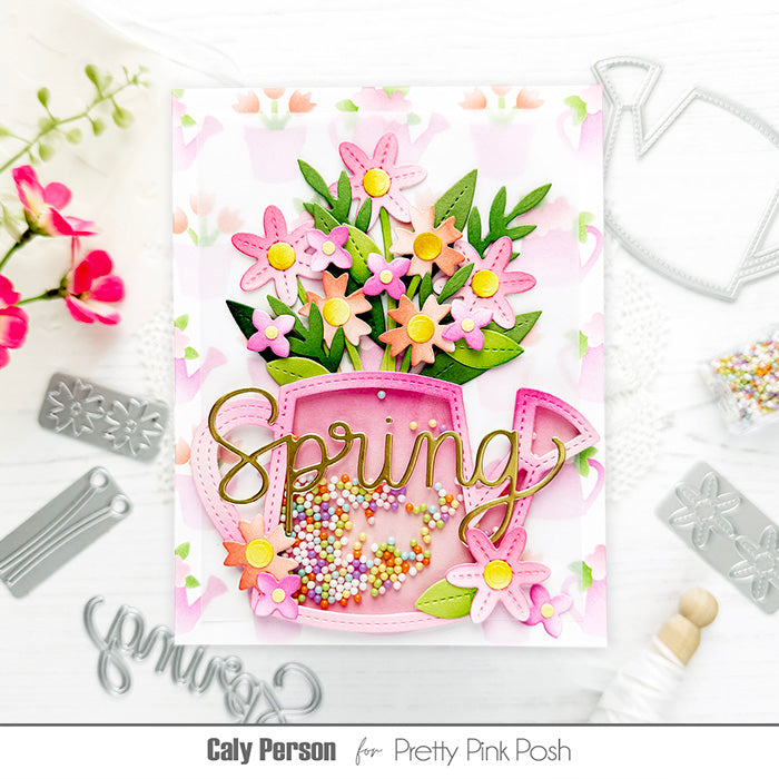 Pretty Pink Posh Watering Can Shaker Dies pretty pink flowers | color-code:ALT01