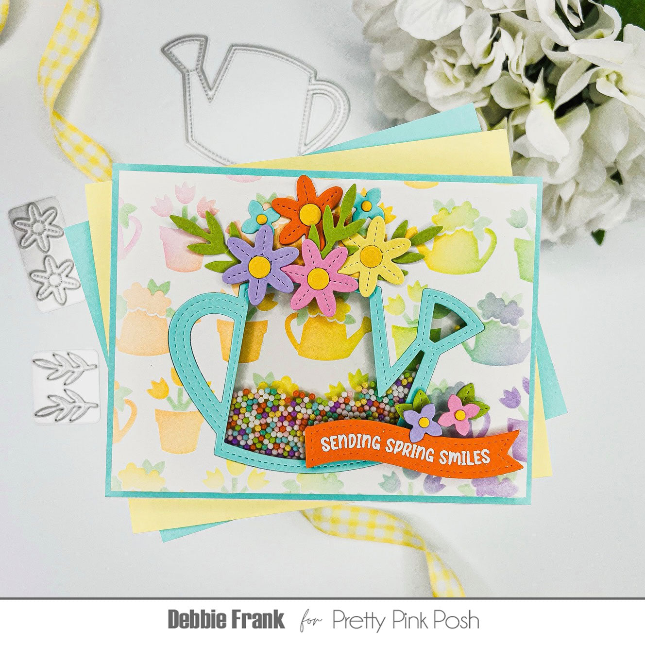 Pretty Pink Posh Watering Can Shaker Dies spring smiles