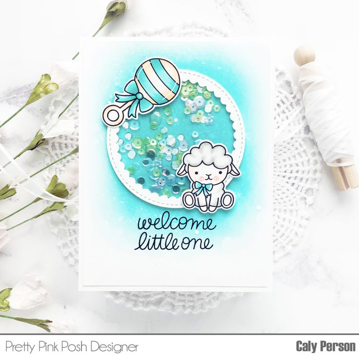 Pretty Pink Posh Welcome Little One Script Die shaker