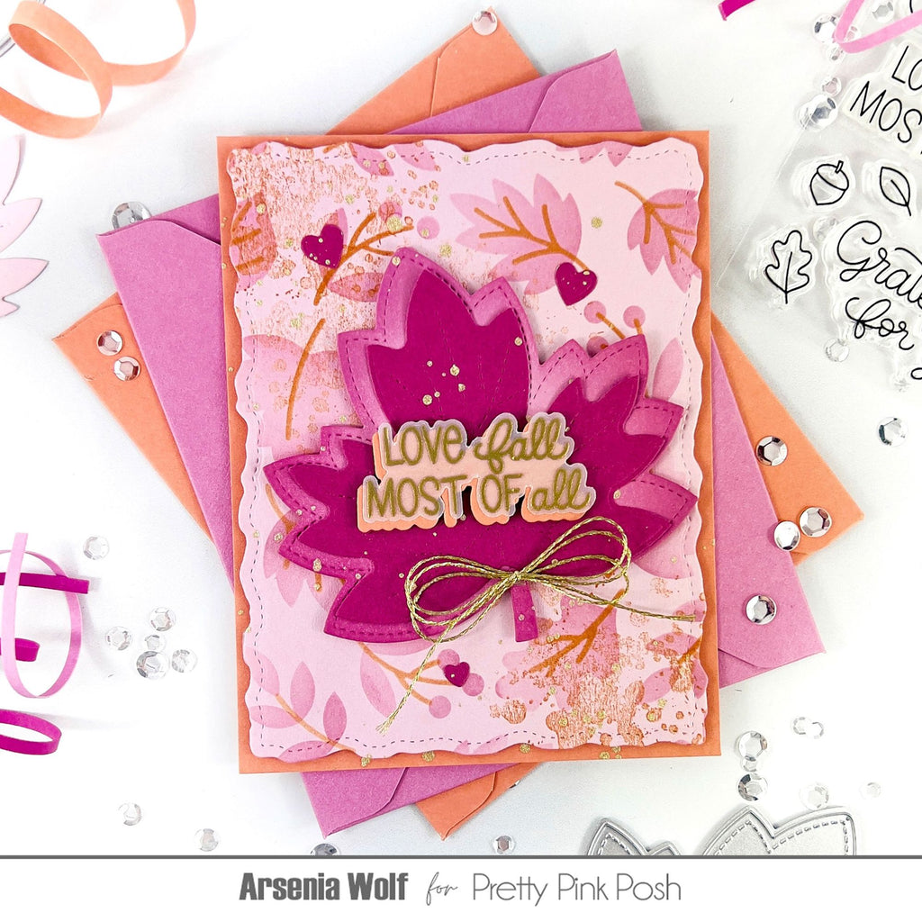 Pretty Pink Posh Wide Leaf Shaker Dies pink leaves card