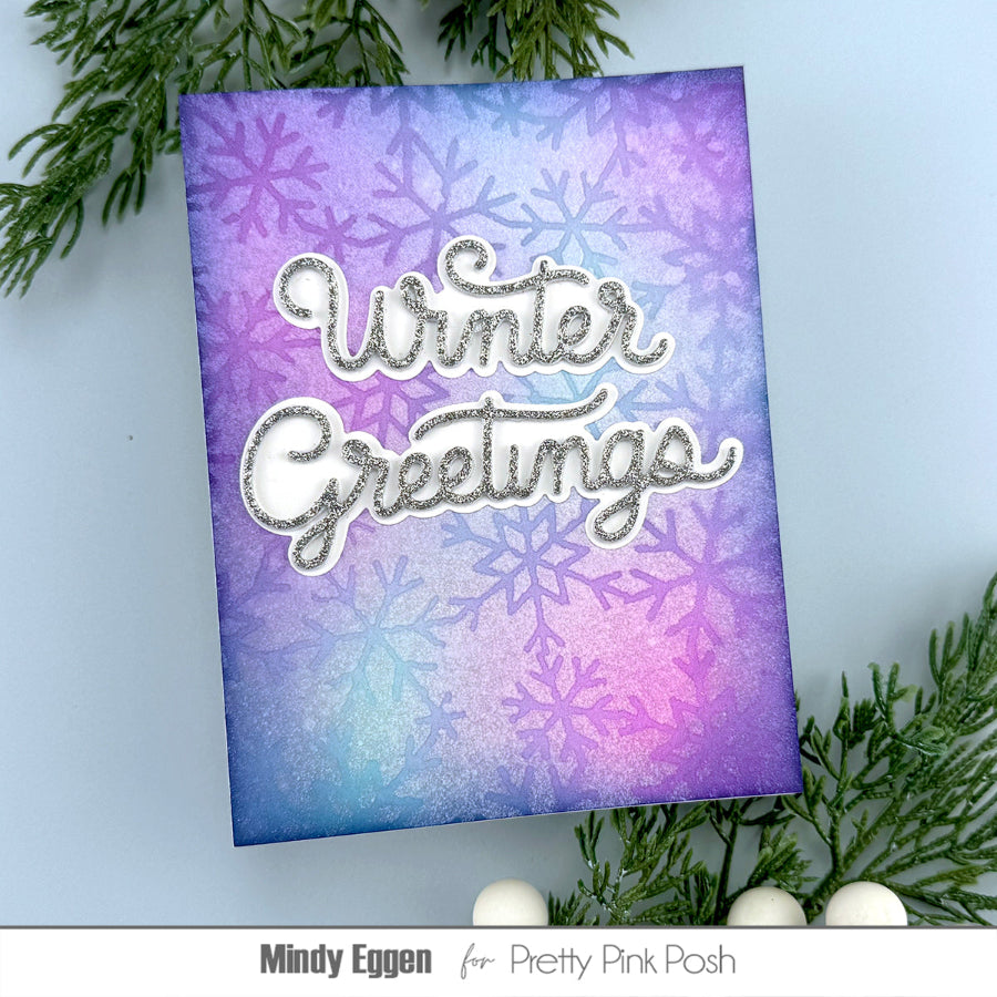Pretty Pink Posh Winter Greetings Shadow Dies snowflakes
