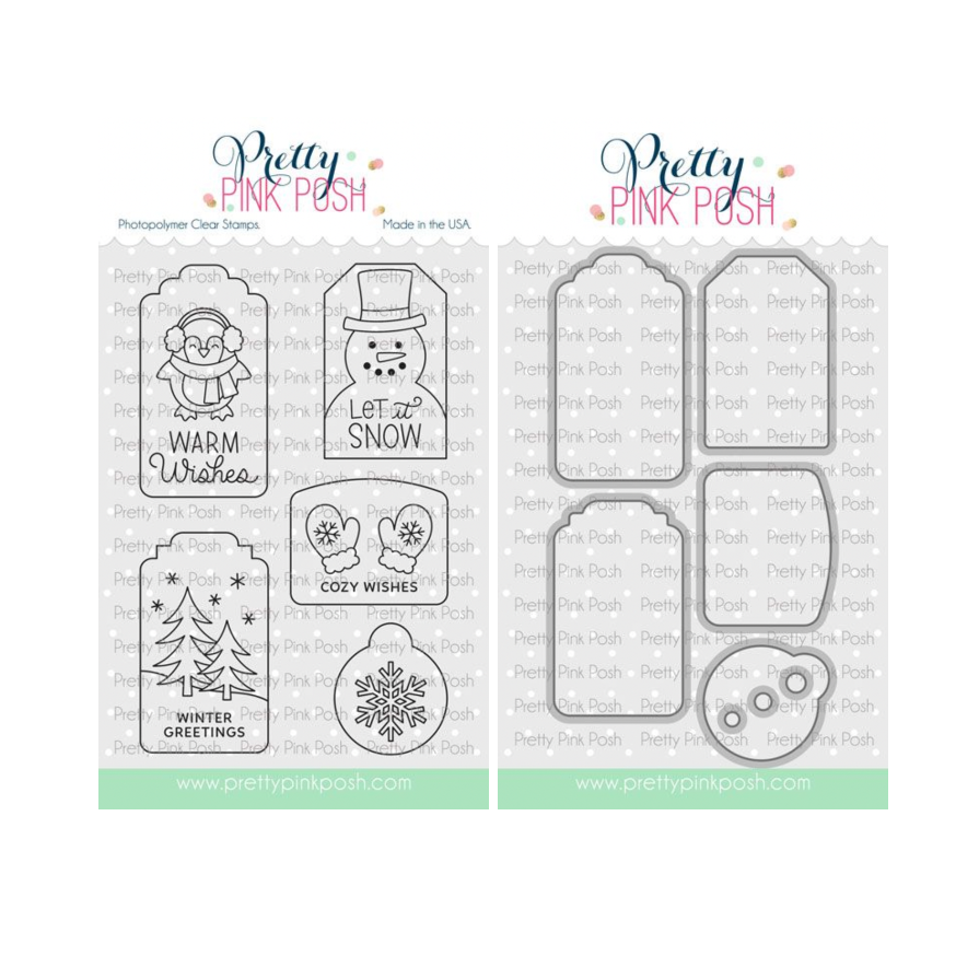 Pretty Pink Posh Winter Tags Clear Stamp and Die Set