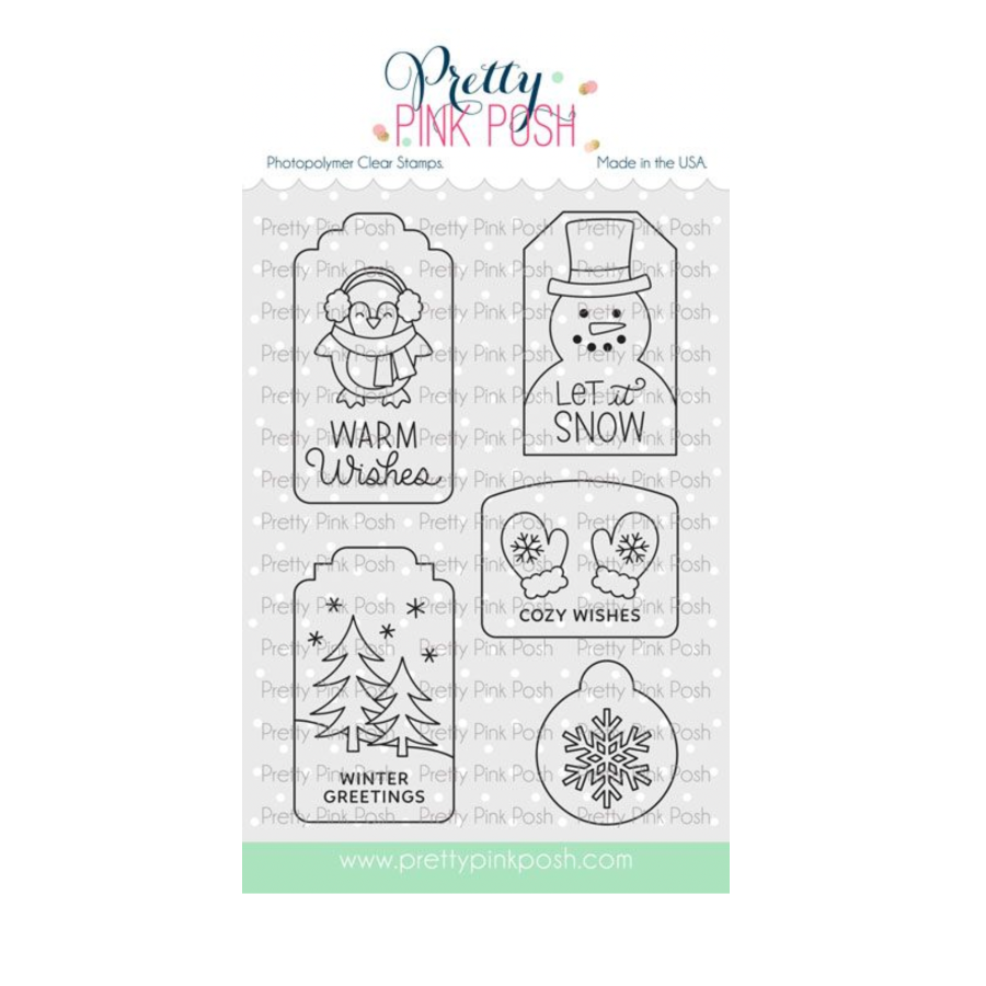 Pretty Pink Posh Winter Tags Clear Stamp and Die Set image 1