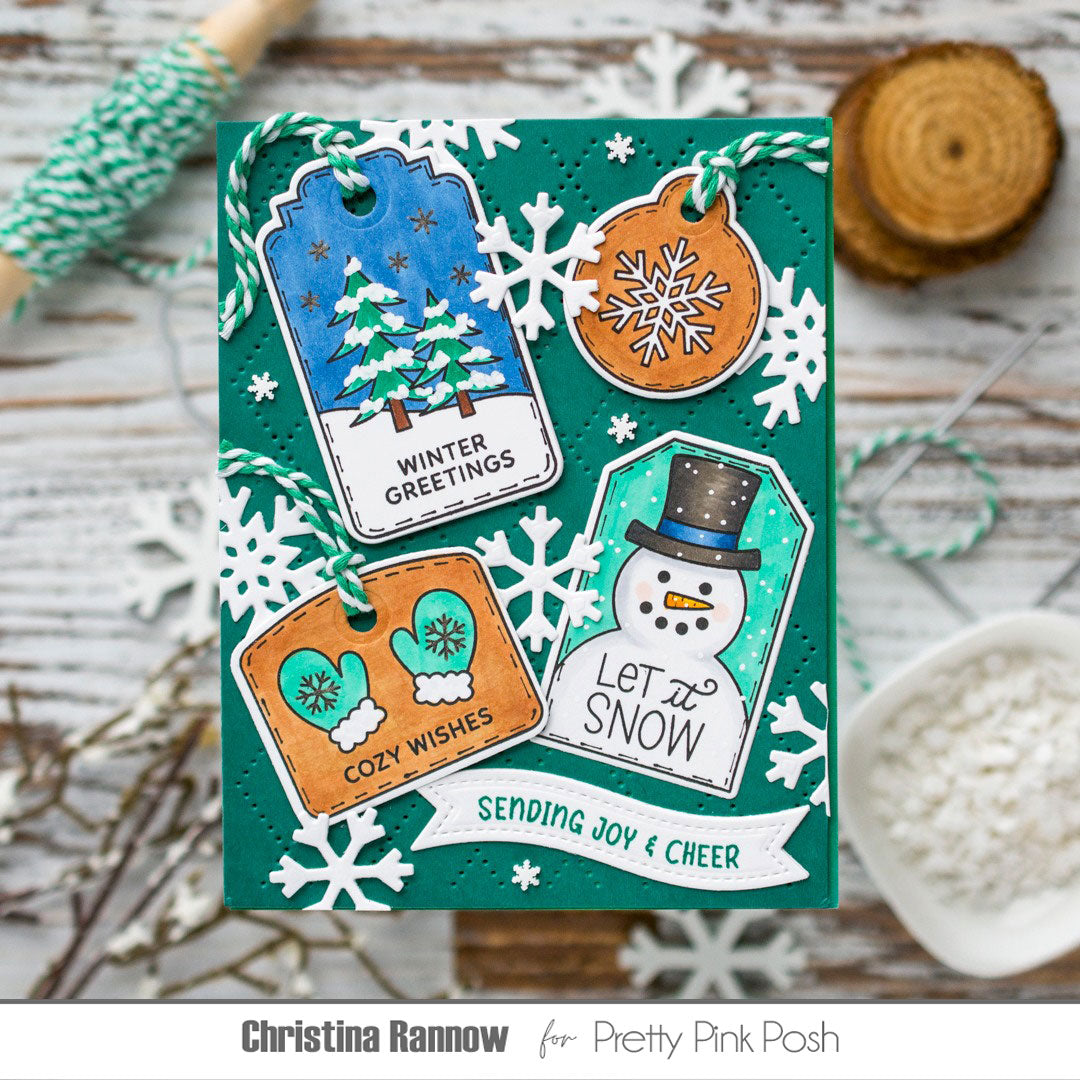 Pretty Pink Posh Winter Tags Clear Stamp and Die Set joy