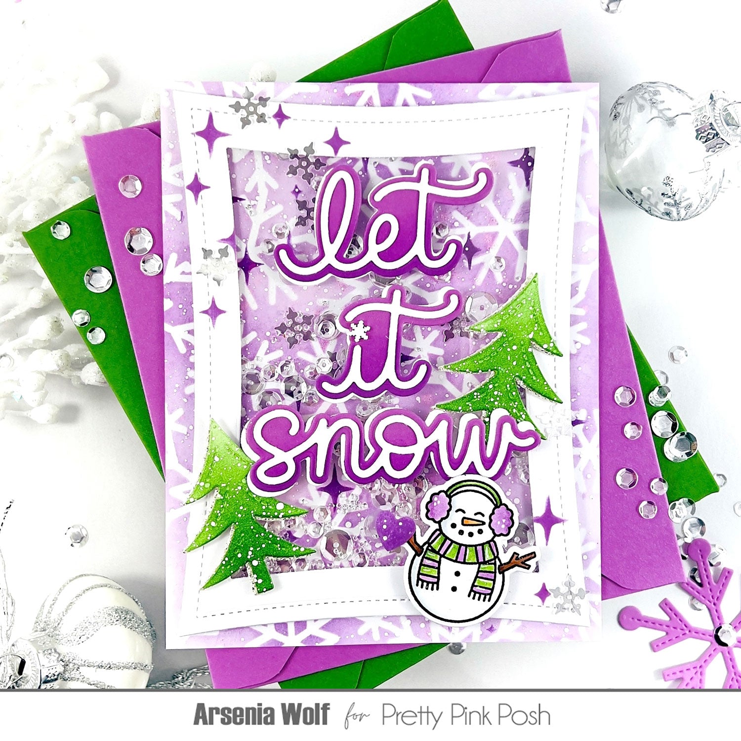 Pretty Pink Posh Winter Trees Dies shaker card
