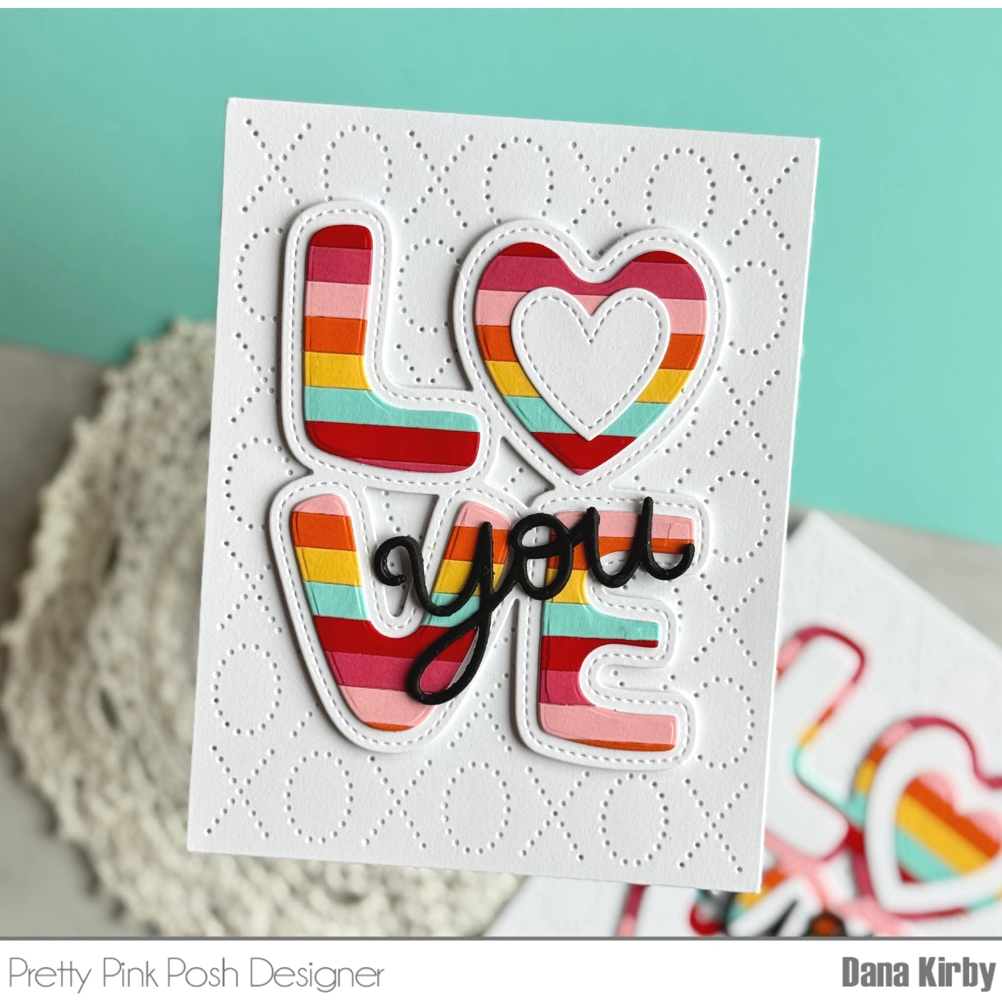 Pretty Pink Posh  XOXO Pierced Plate Die rainbow
