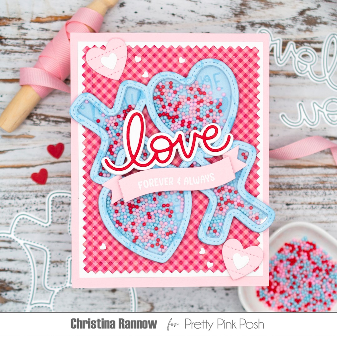Pretty Pink Posh XOXO Word Shaker Die plaid