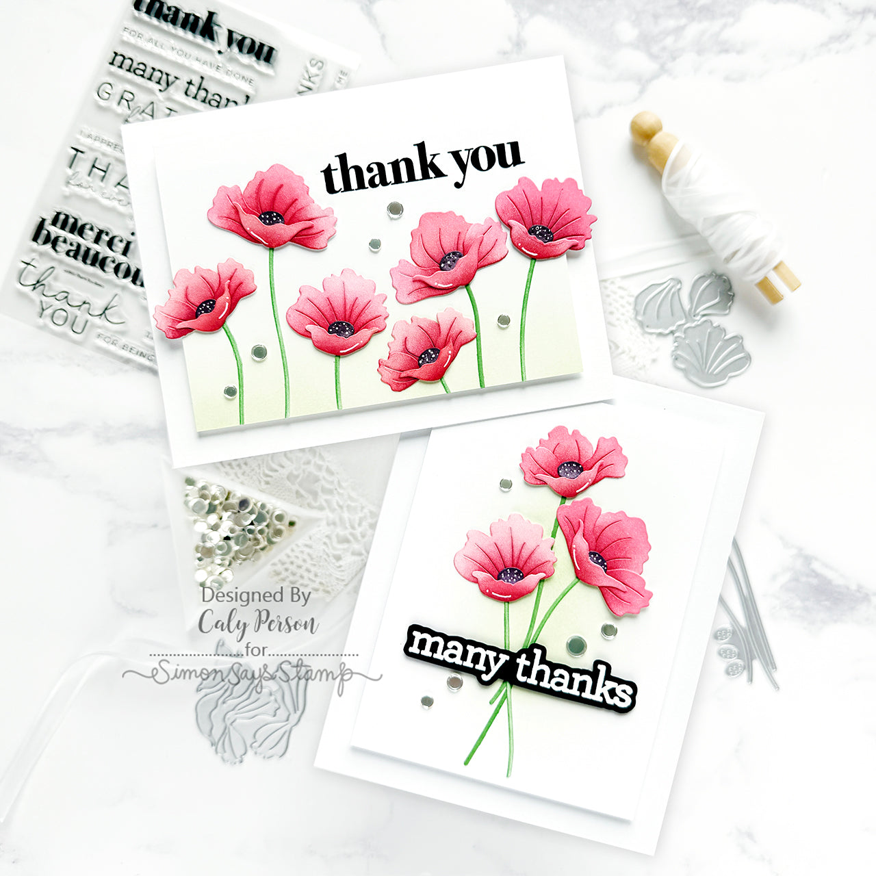 Simon Says Stamp Pretty Poppies Wafer Dies s998 Rain or Shine Thank You Cards | color-code:ALT07