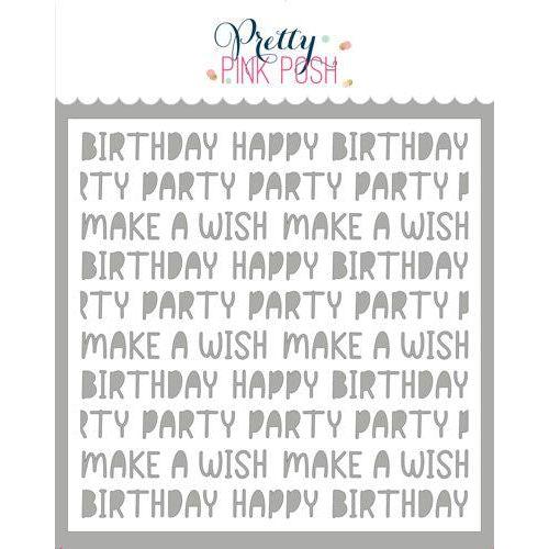 Pretty Pink Posh Birthday Words Stencil
