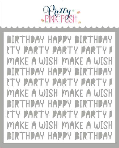Pretty Pink Posh Birthday Words Stencil