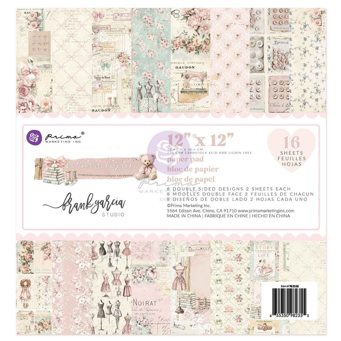Prima Marketing Buttons And Keepsakes 12 x 12 Paper Pad 982355 Cover