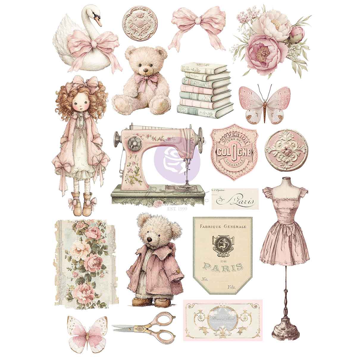 Prima Marketing Buttons And Keepsakes A4 Transfer 982454