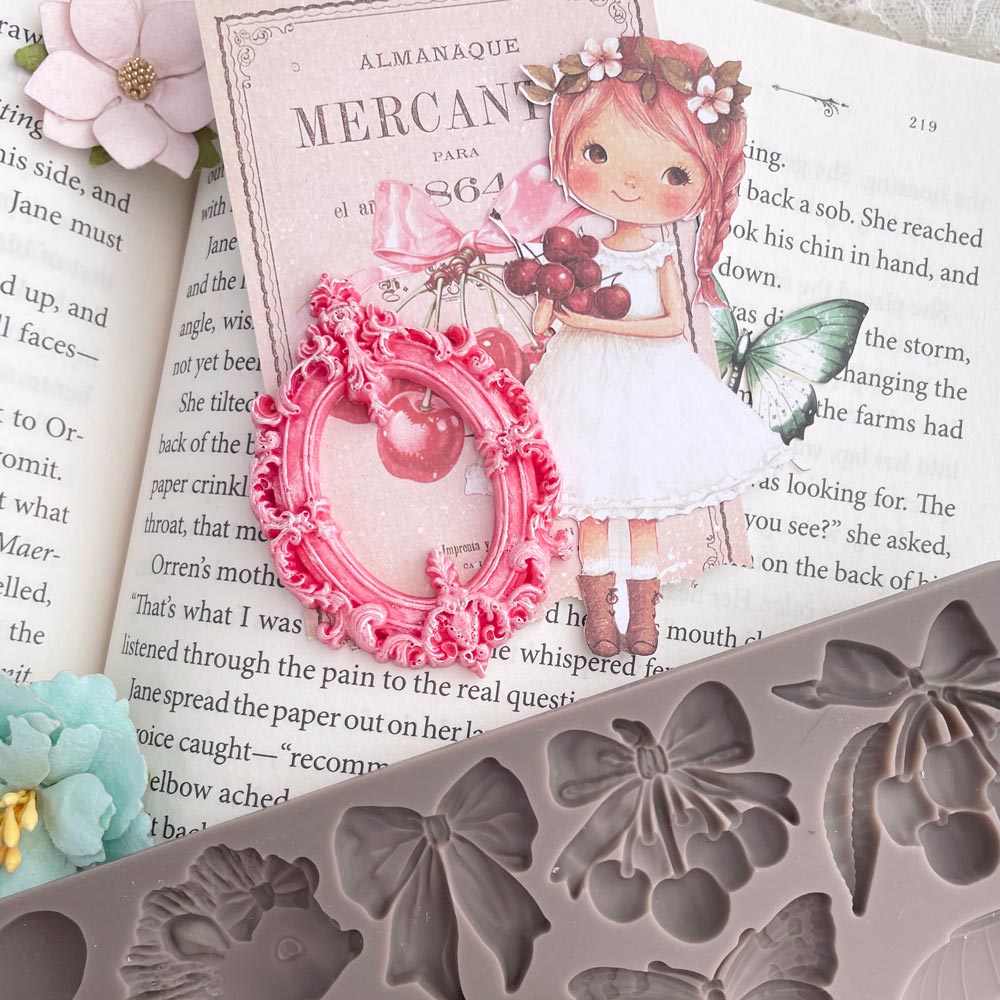 Prima Marketing Cherry Sweet ReDesign Decor Mould 982003 PInk Frame