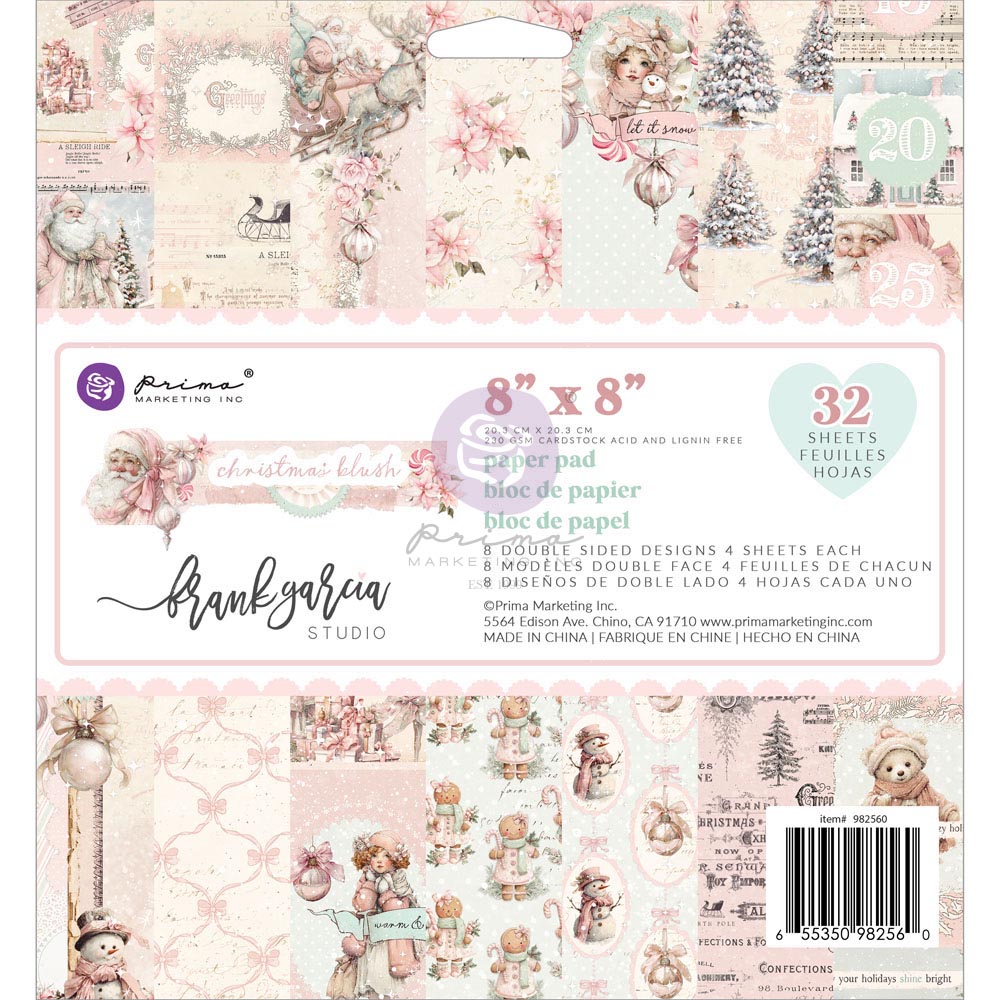 Prima Marketing Christmas Blush 8 x 8 Paper Pad 982560