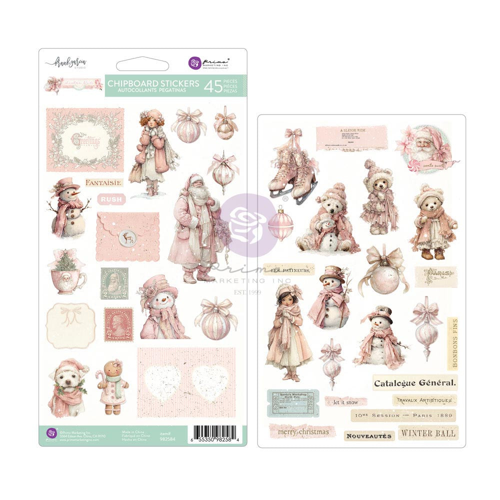 Prima Marketing Christmas Blush Chipboard Stickers 982584