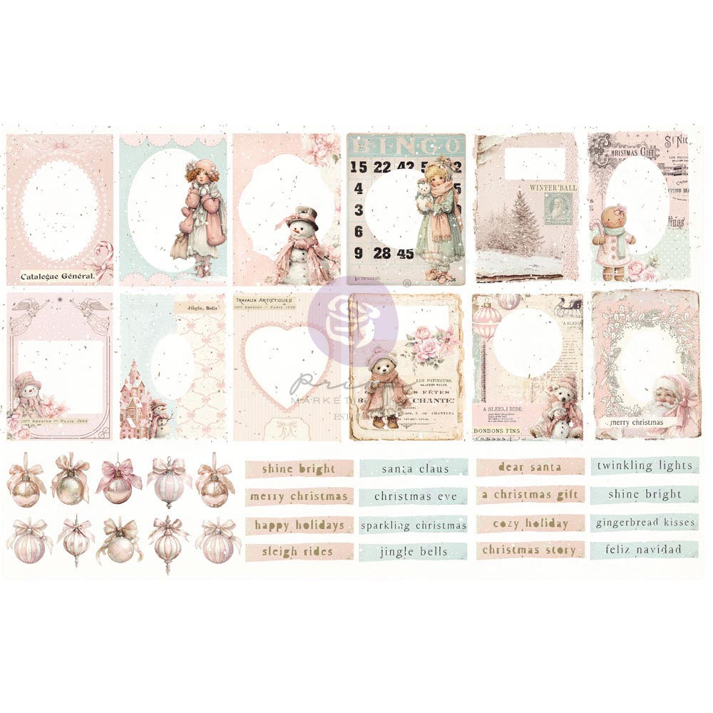 Prima Marketing Christmas Blush Frosty Frames Ephemera 982614
