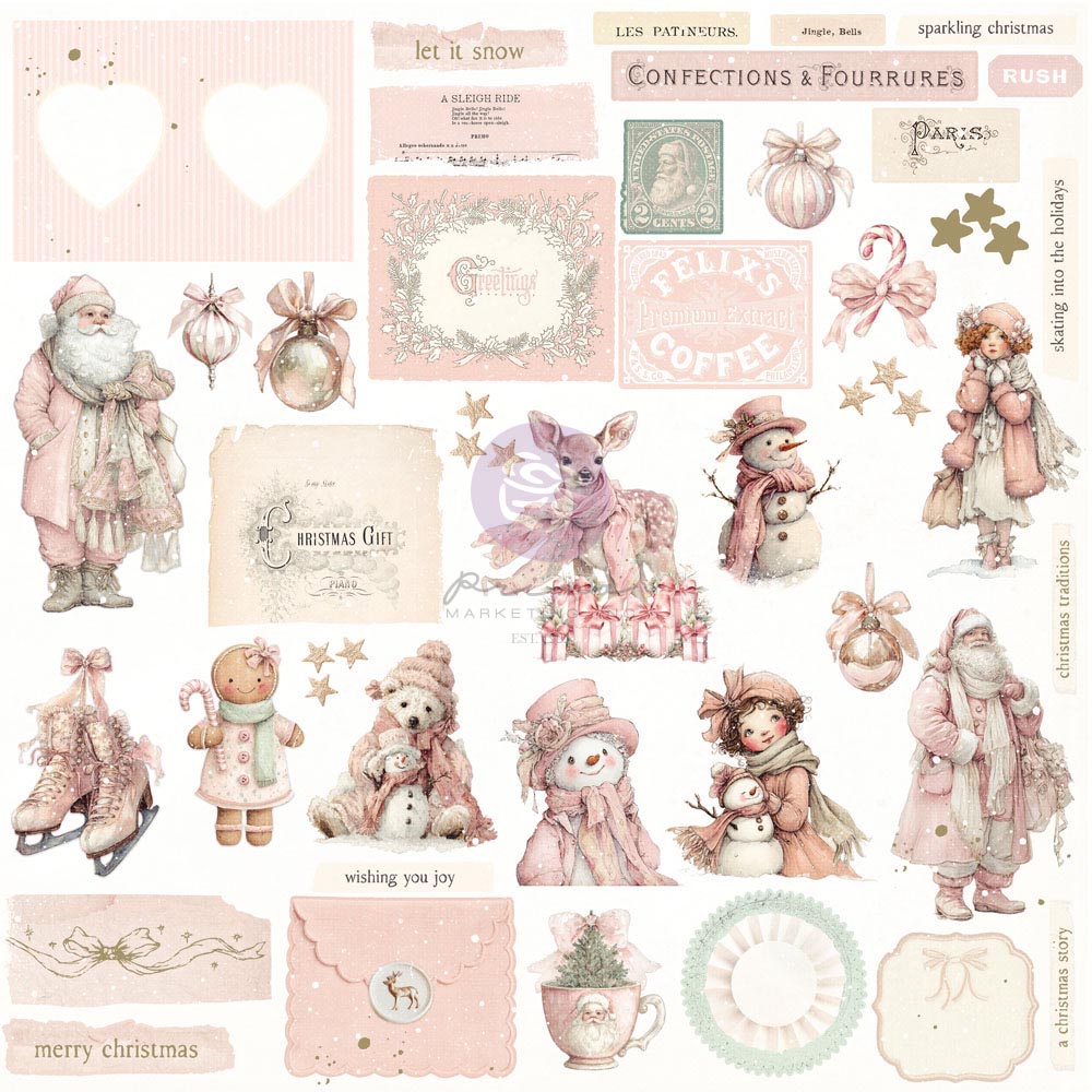 Prima Marketing Christmas Blush Frosty Memories Ephemera 982591