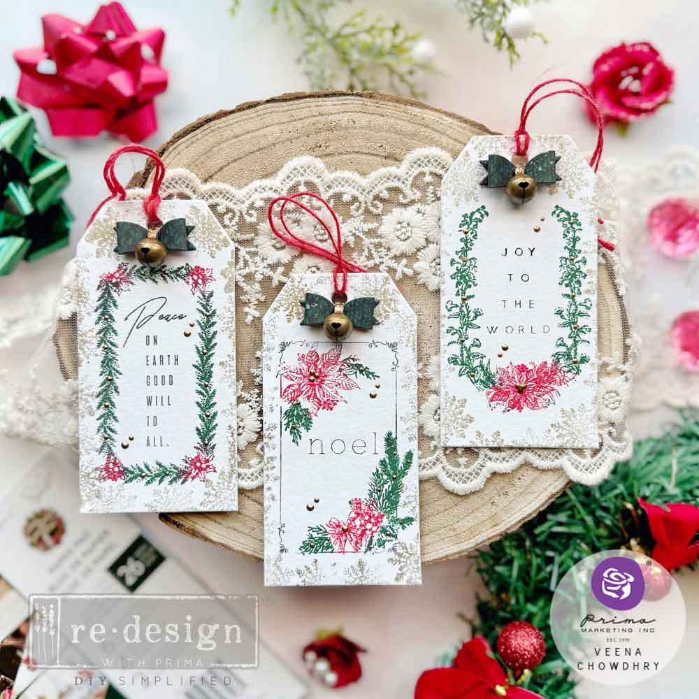Prima Marketing Christmas Chipboard Tags ReDesign 670320 gift tag samples with bells