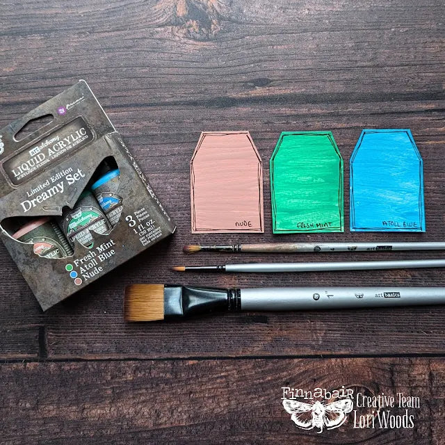 Prima Marketing Dreamy Liquid Acrylic Set Finnabair Art Alchemy 969943 Color Swatches | color-code:ALT01