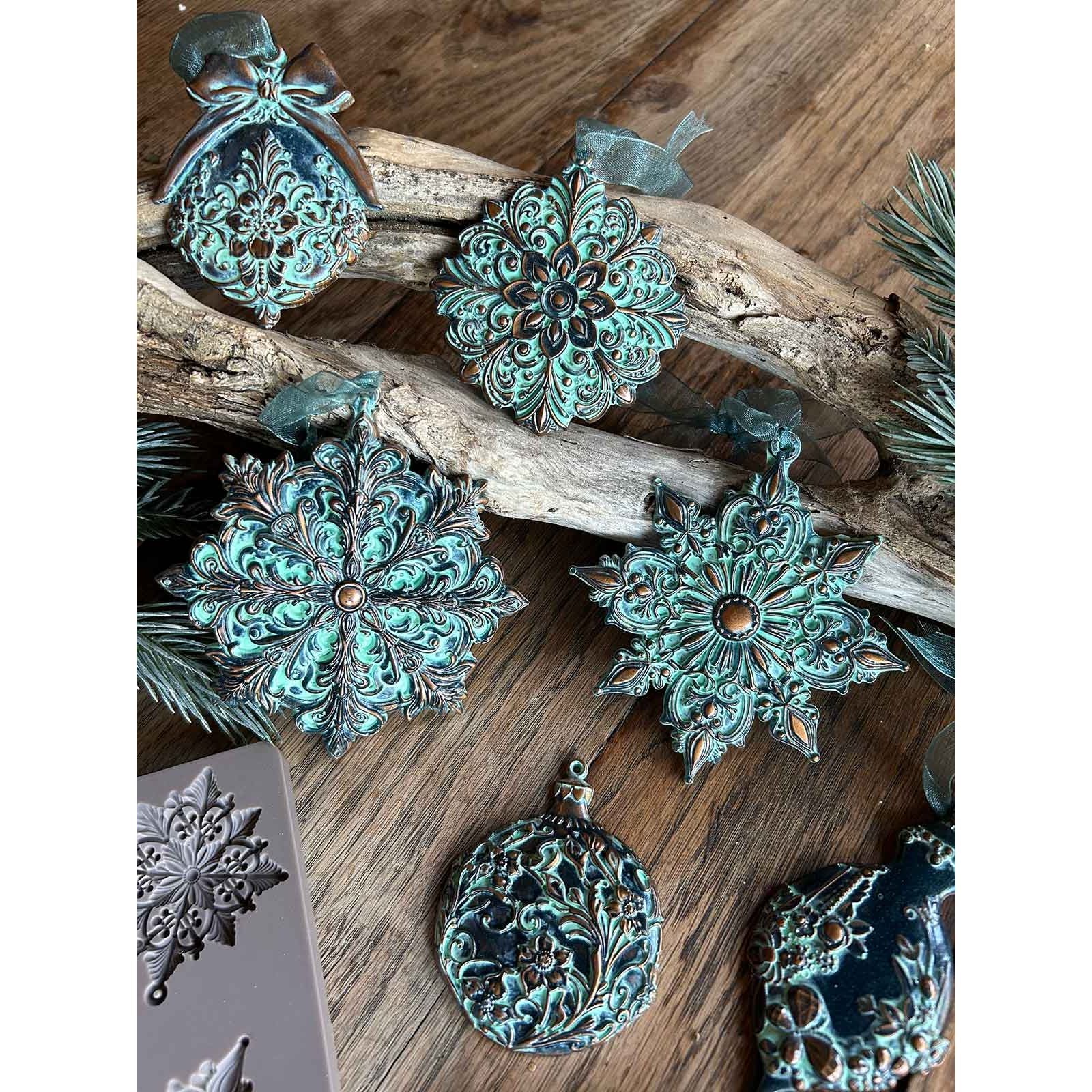 Prima Marketing Frosted Snowflake Wonders ReDesign Decor Mould 677404 Silver Ornaments