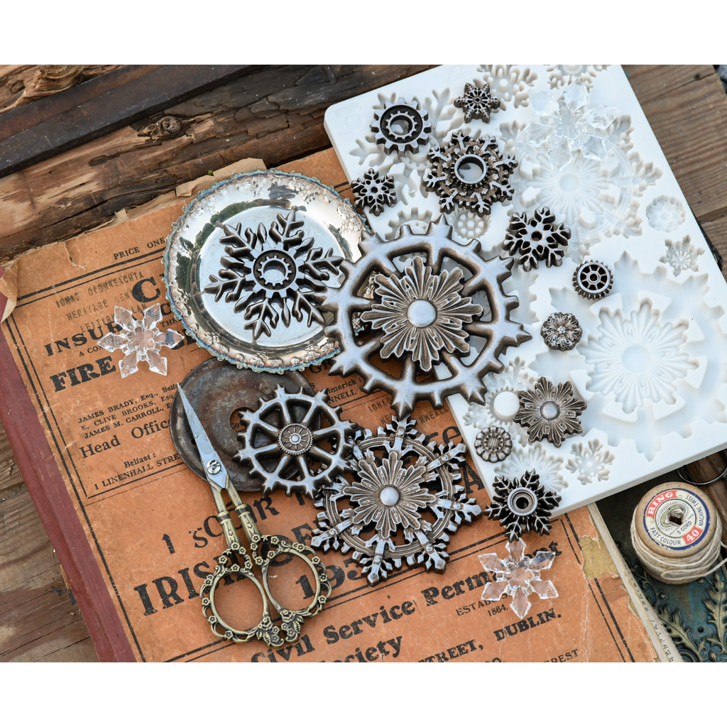 Prima Marketing Frosty Gears Finnabair Mould 951566 Geometric Winter Designs