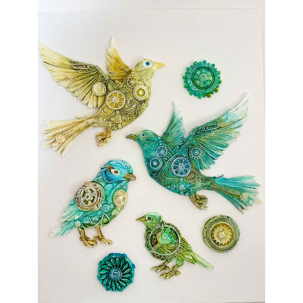 Prima Marketing Gears Of Flight ReDesign Decor Mould 673567 Steampunk Birds