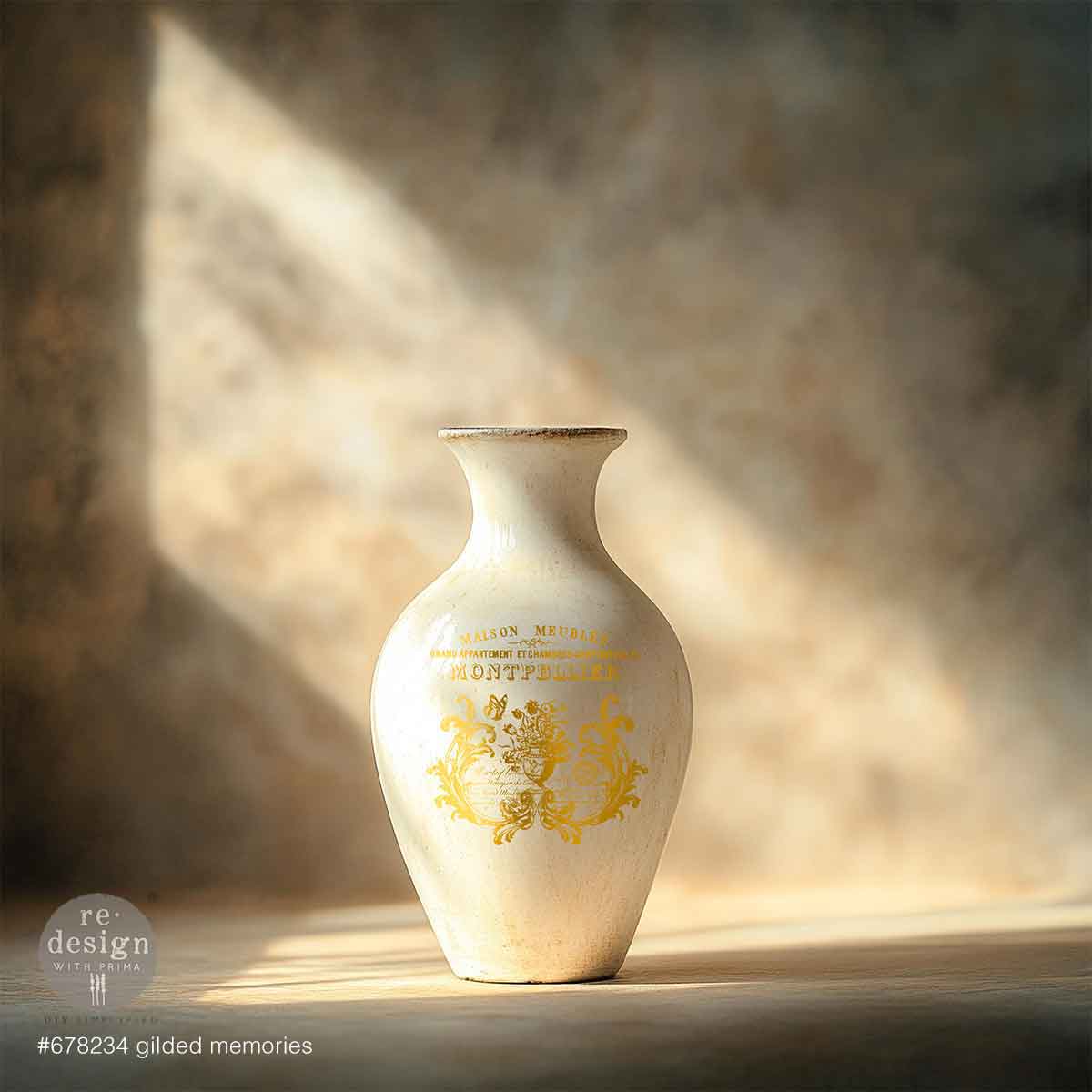 Prima Marketing Gold Gilded Memories ReDesign H2O Transfers 678234 Vase Design