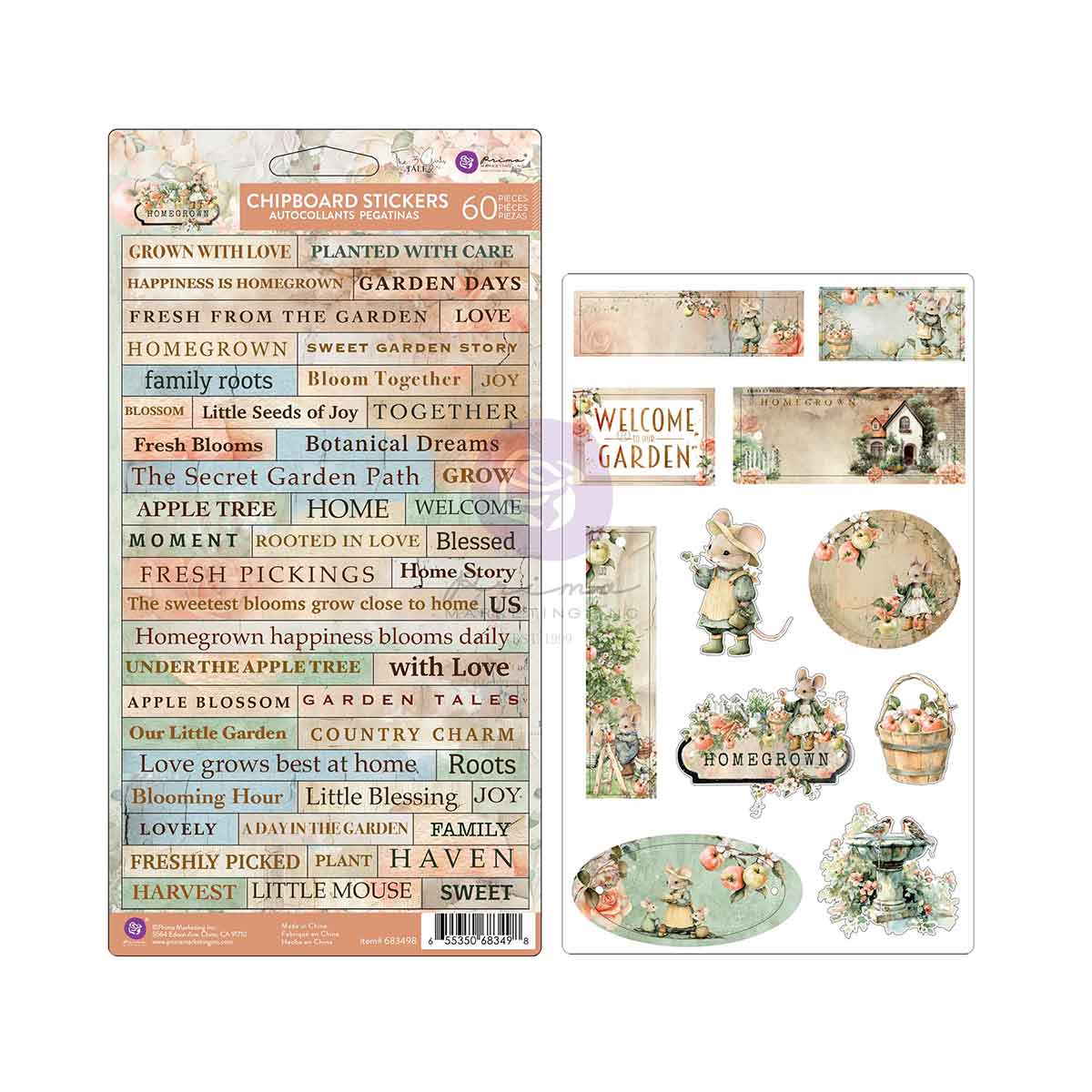 Prima Marketing Homegrown Chipboard Stickers 683498