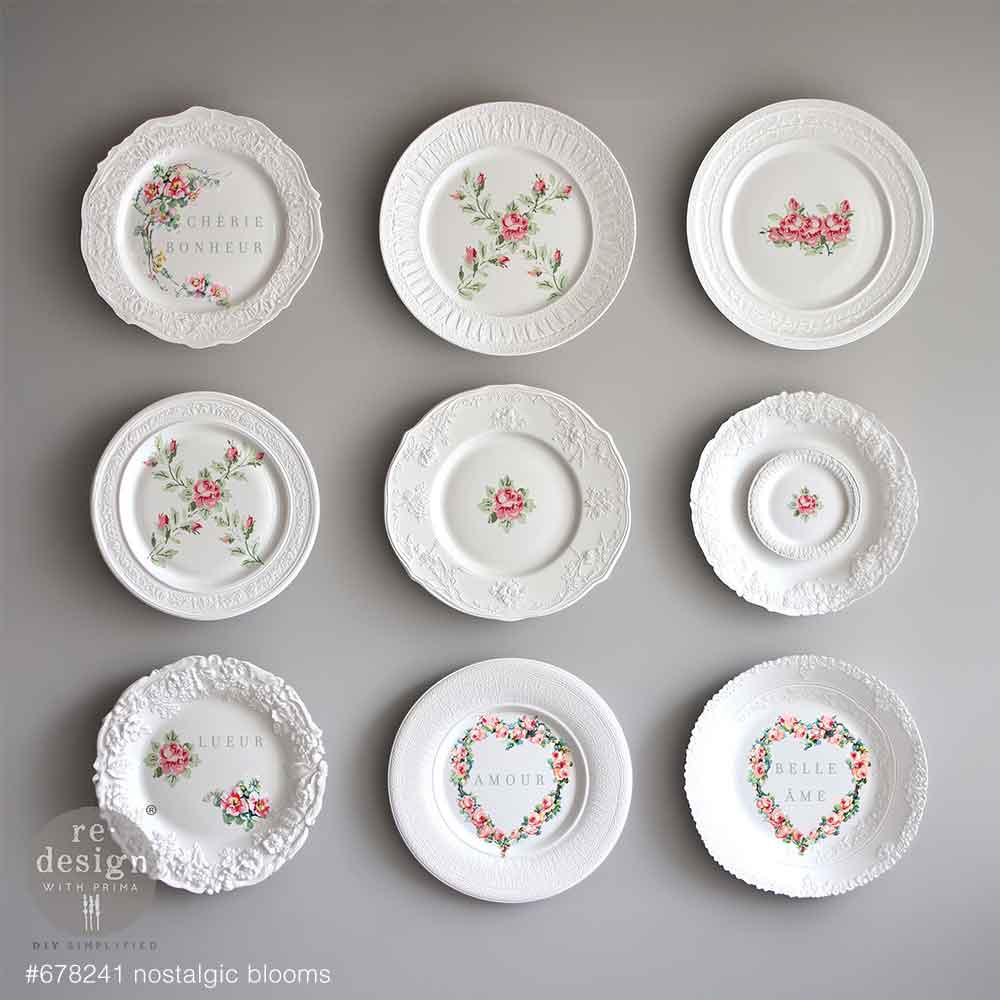 Prima Marketing Nostalgic Blooms ReDesign H2O Transfers 678241 Dinner Plate Florals