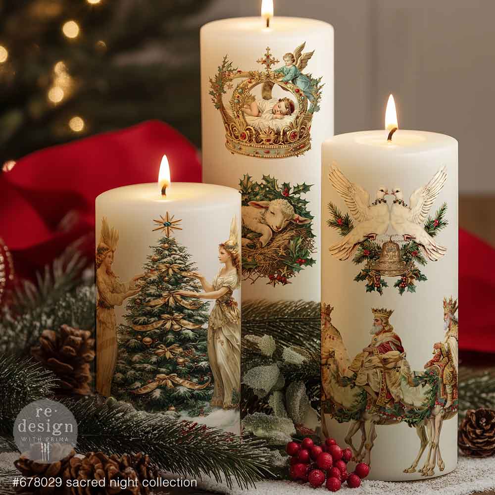 Prima Marketing Sacred Night ReDesign Middy Transfers 678029 Christmas Candles