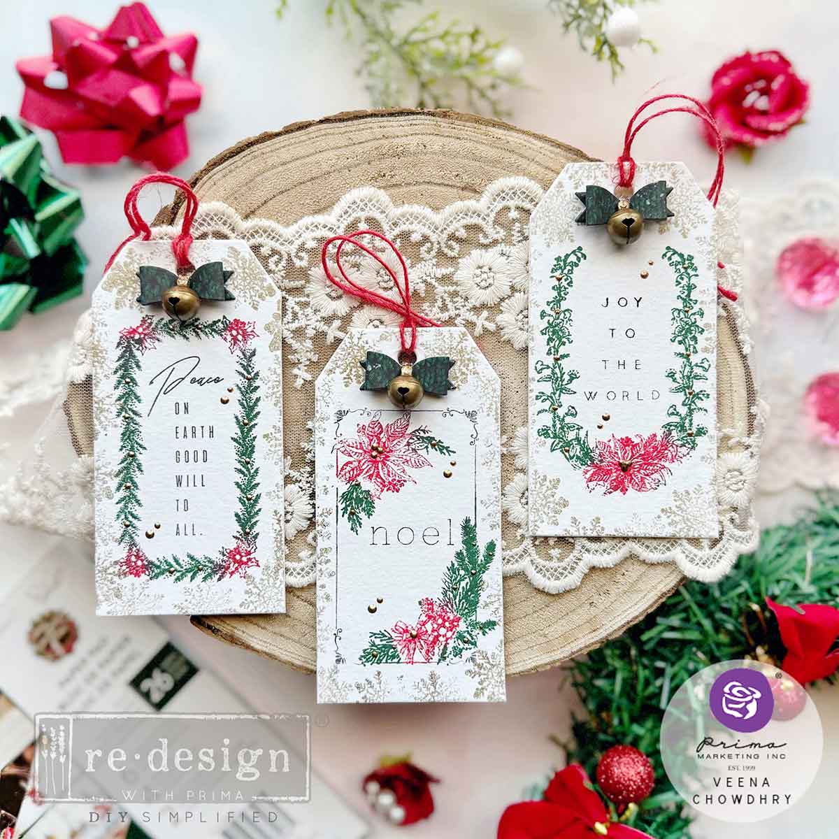 Prima Marketing Santa's Helper Tags ReDesign Clear Stamps 670337 Christmas Presents