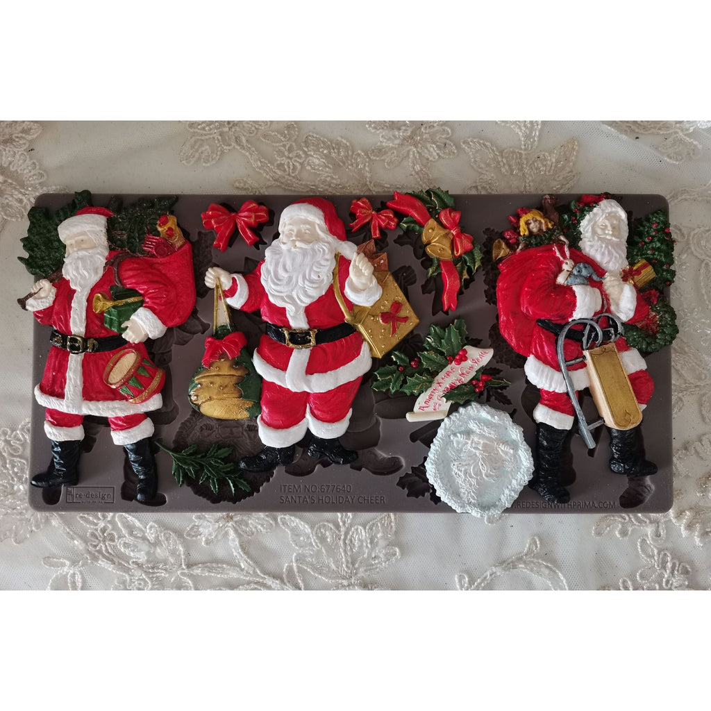 Prima Marketing Santa's Holiday Cheer ReDesign Decor Mould 677640 Vintage Christmas