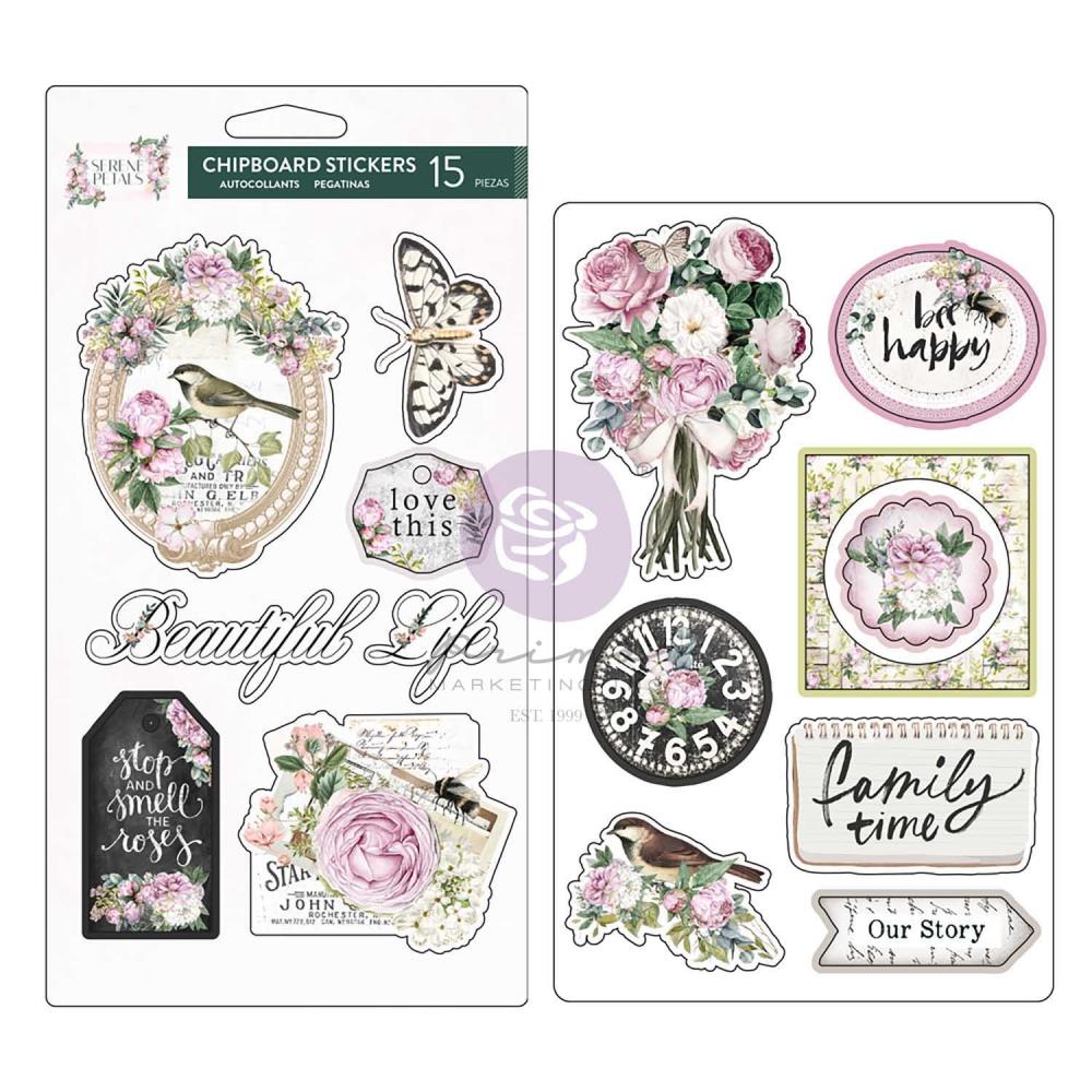 Prima Marketing Serene Petals Garden Whispers Chipboard Stickers 671235
