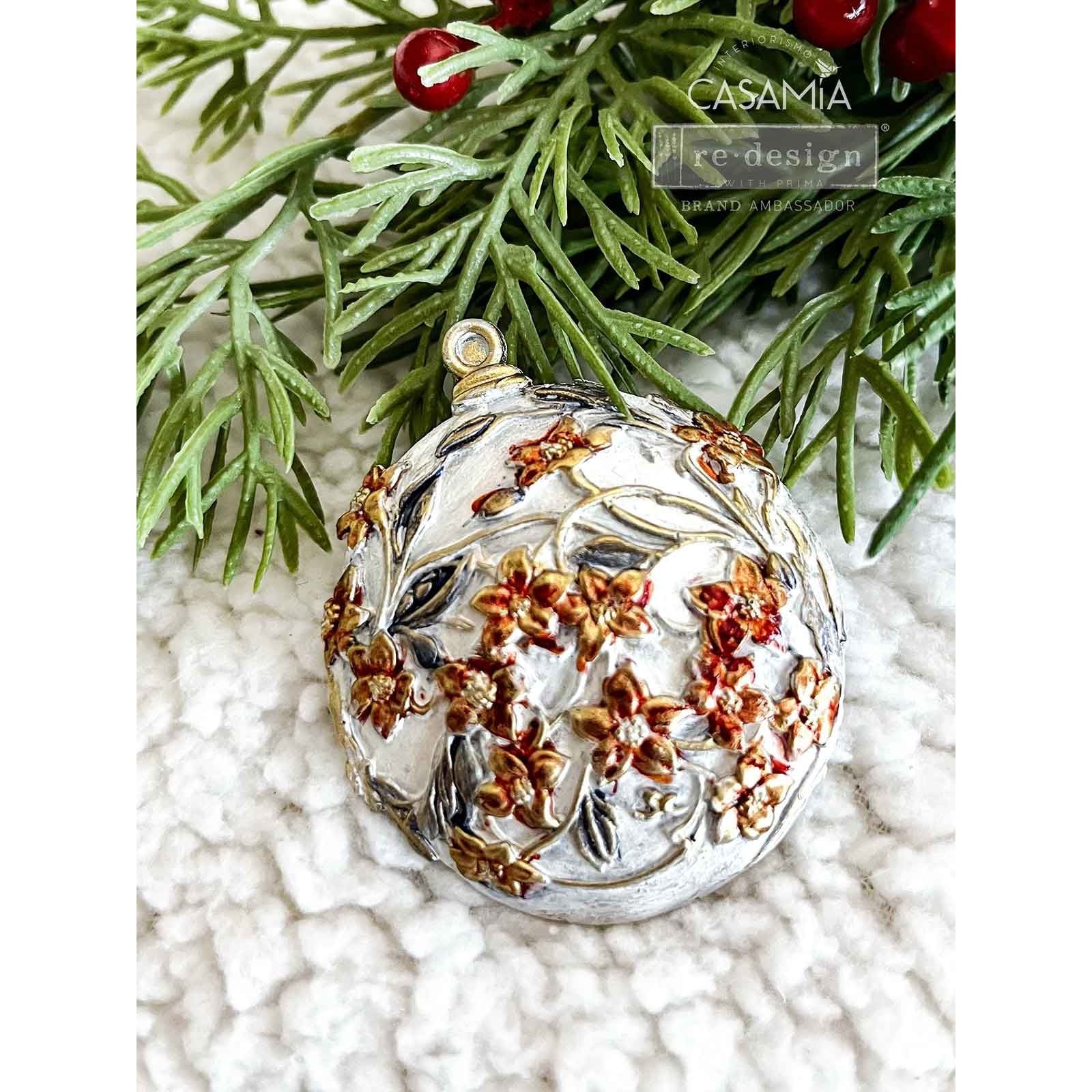 Prima Marketing Shimmering Holiday Ornaments ReDesign Decor Mould 677664 Floral Christmas Decoration