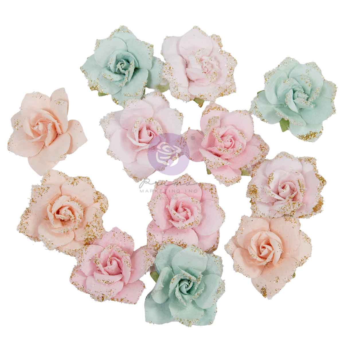 Prima Marketing Sparkling Holiday Christmas Blush Flowers 686314