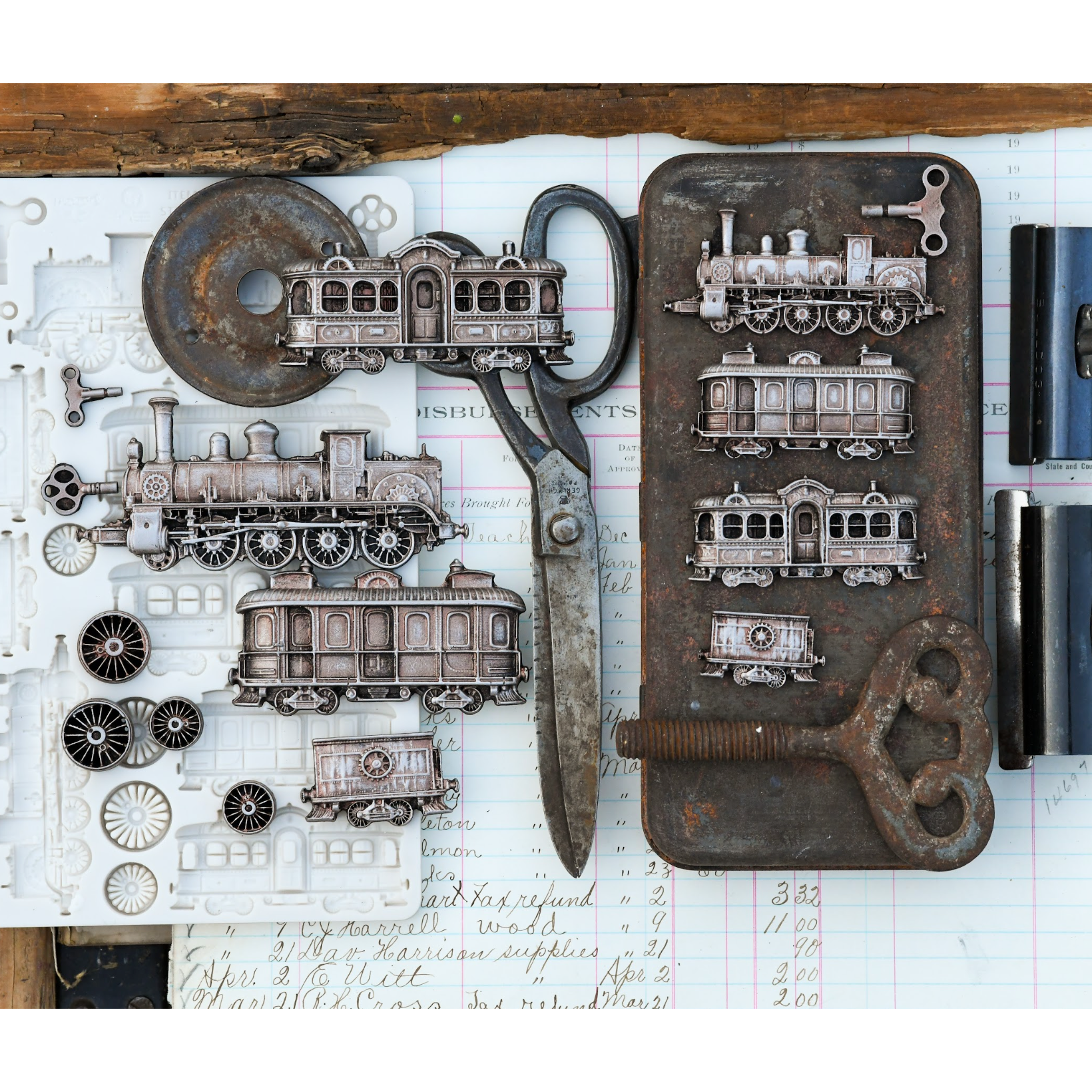 Prima Marketing Steampunk Express Finnabair Mould 951580 Vintage Trains