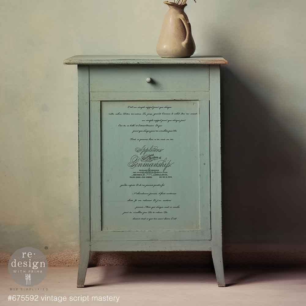 Prima Marketing Vintage Script Mastery ReDesign Small Transfers 675592 Vintage Furniture Project
