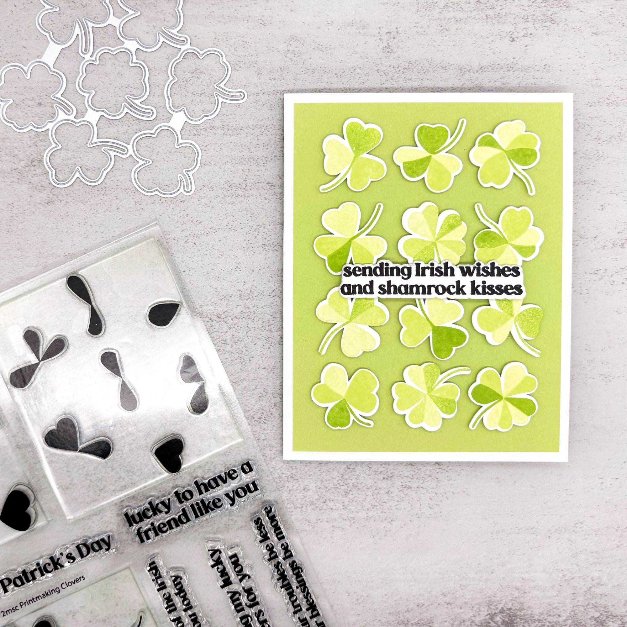 Simon Says Stamps and Dies Printmaking Clovers set1173pc Beautiful Moments St. Patrick's Day Card | color-code:ALT08