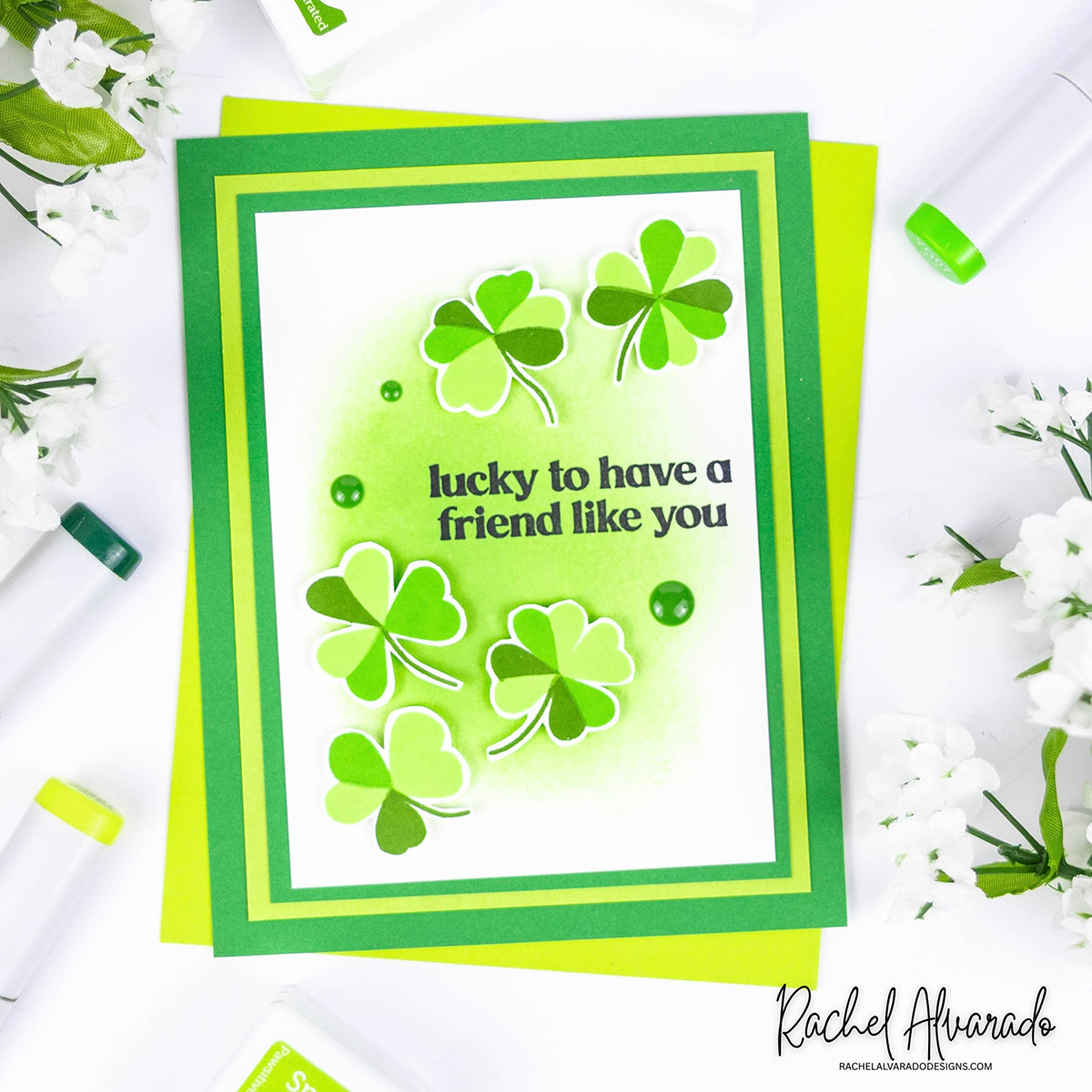 Simon Says Stamp Printmaking Clovers Wafer Dies 1572mdc Beautiful Moments St. Patrick's Day Card | color-code:ALT04